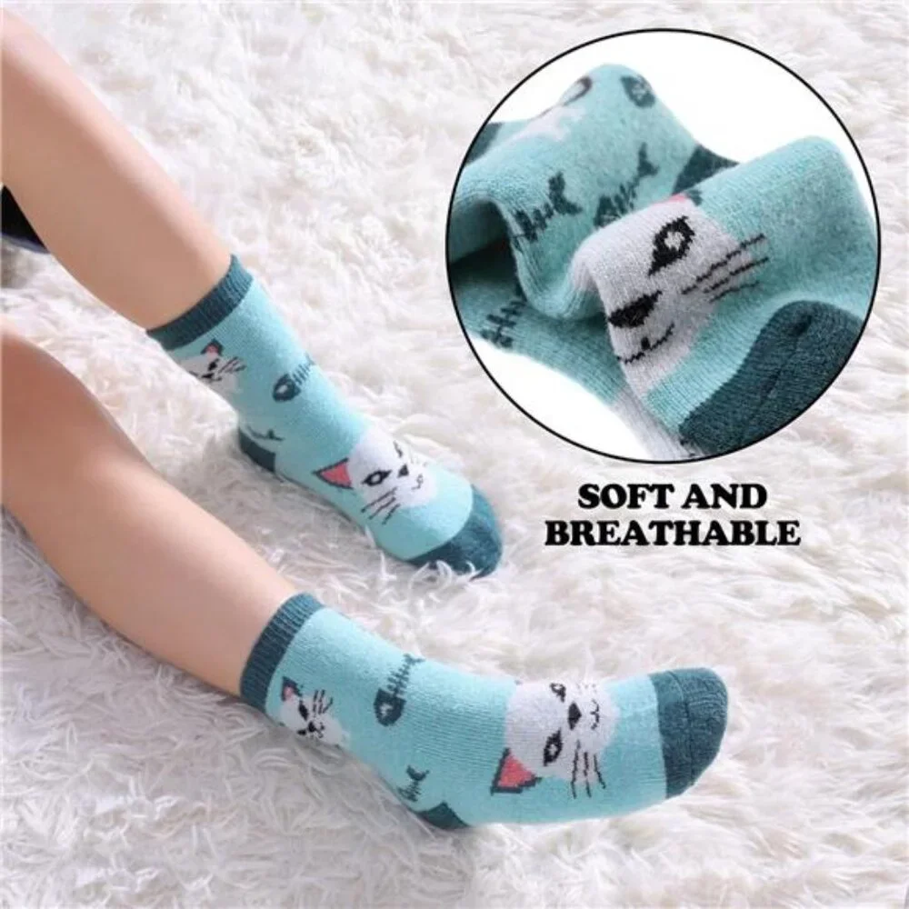6 Pairs Kids Merino Wool Hiking Socks Thermal Winter Crew Socks